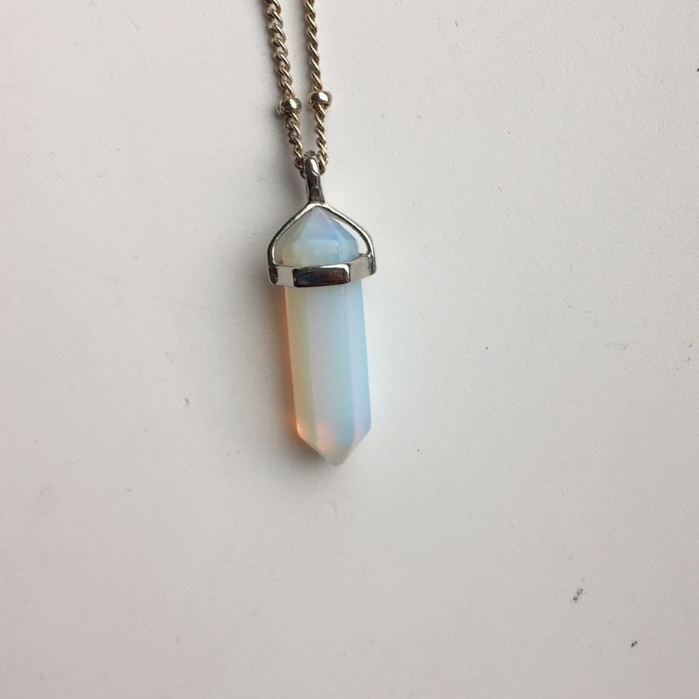 Opal iridescent gemstone necklace